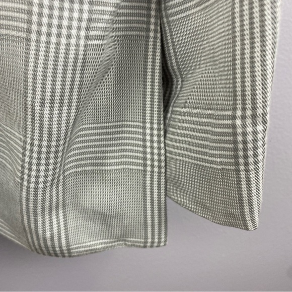 Abercrombie & Fitch Neutral Plaid Academia Preppy Open Front Blazer Large Grey - Picture 8 of 9